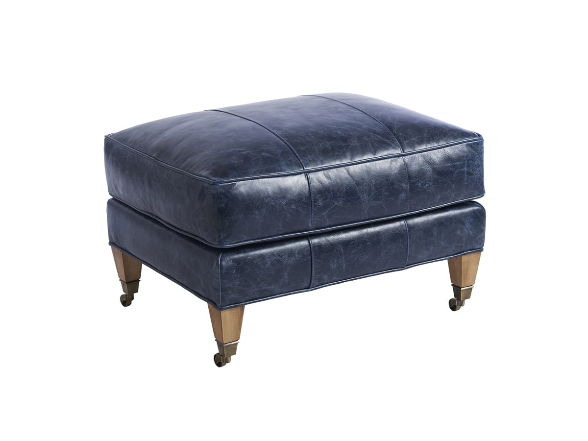 Sydney Leather Ottoman With Brass Caster Marc Pridmore Designs